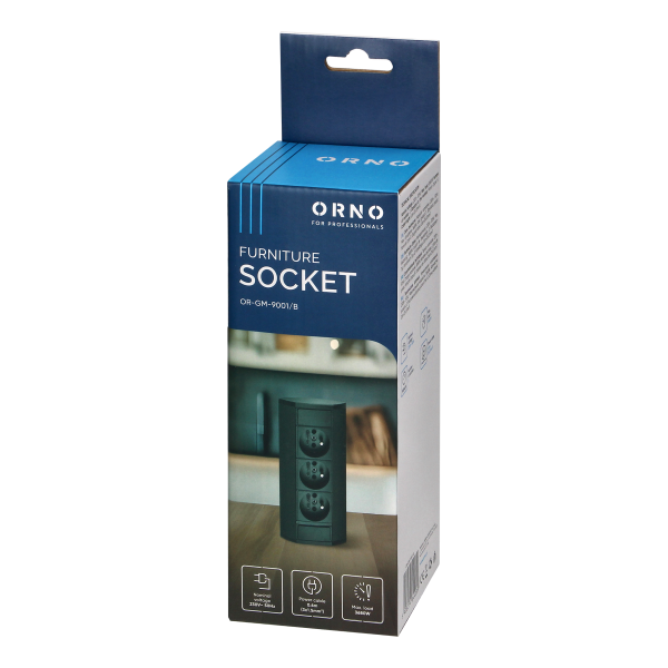 Furniture socket 3x2P+E, black