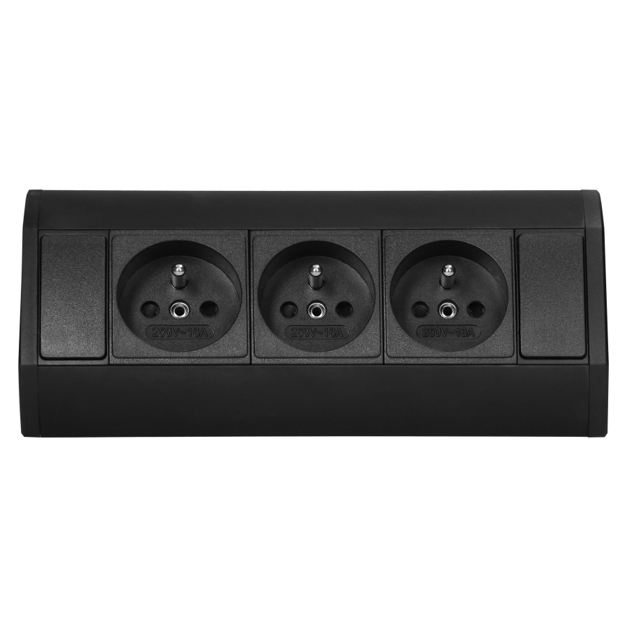 Furniture socket 3x2P+E, black