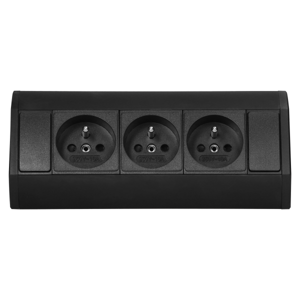 Furniture socket 3x2P+E, black