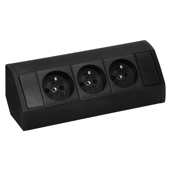 Gniazdo meblowe 3x2P+Z, czarne Gniazdo meblowe 3x2P+Z, czarne