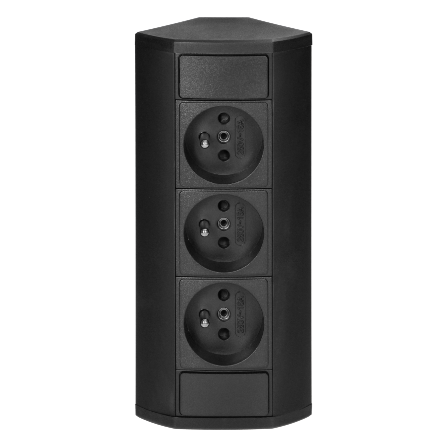 Furniture socket 3x2P+E, black