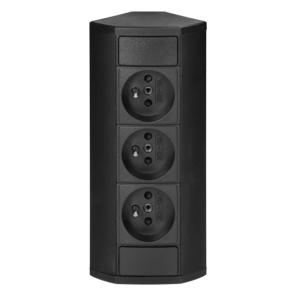 Furniture socket 3x2P+E, black