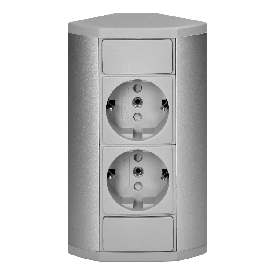 Furniture socket 2x2P+E (Schuko), silver
