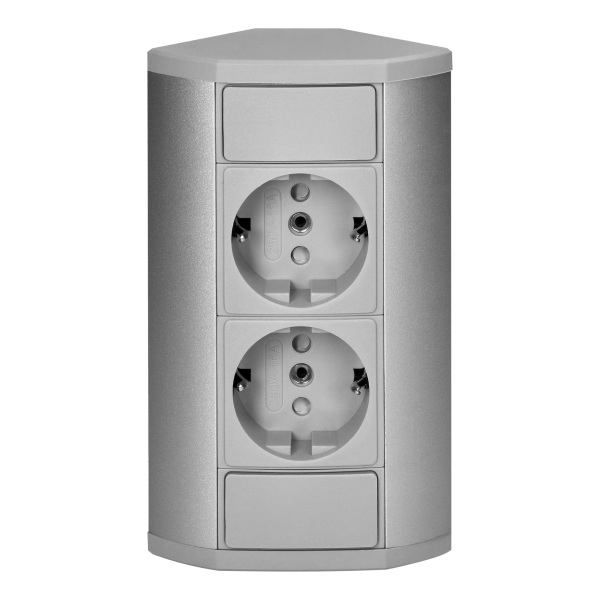 Gniazdo meblowe 2x2P+Z (Schuko), szaro-srebrne Gniazdo meblowe 2x2P+Z (Schuko), szaro-srebrne
