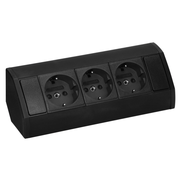 Furniture socket 3x2P+E (Schuko), black