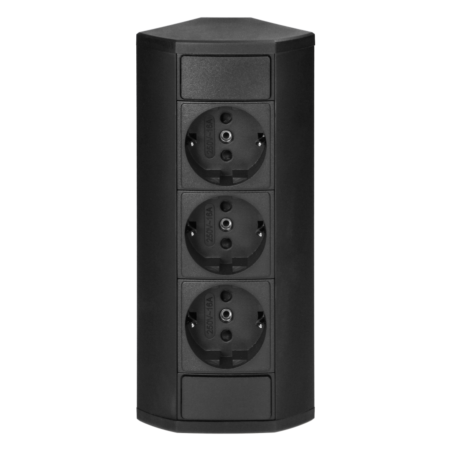Furniture socket 3x2P+E (Schuko), black