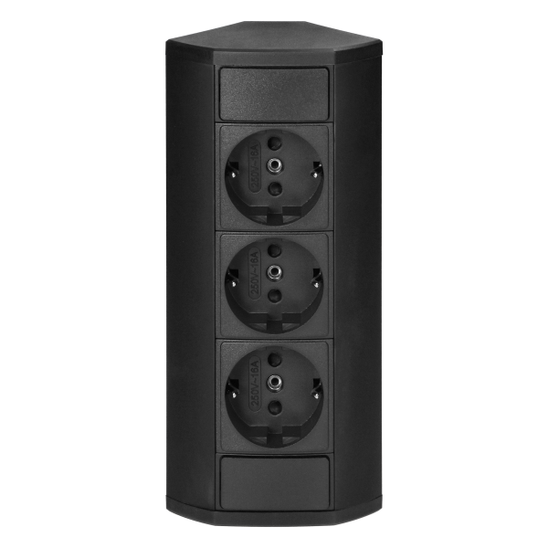 Furniture socket 3x2P+E (Schuko), black