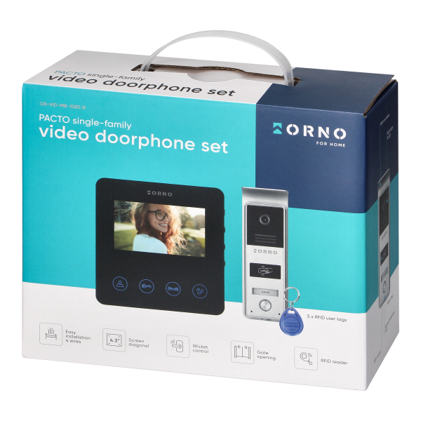 PACTO, video doorphone set, 4-wire, 4,3", touch panel, RFID reader 