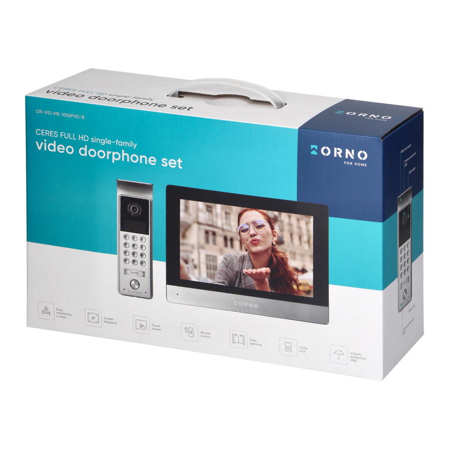 CERES Full HD, single family video doorphone set, 4-wire, 8", touch screen, Full HD,  codelock 