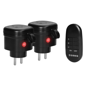 Zestaw bezprzewodowych mini gniazd sterowanych pilotem 2+1, IP44