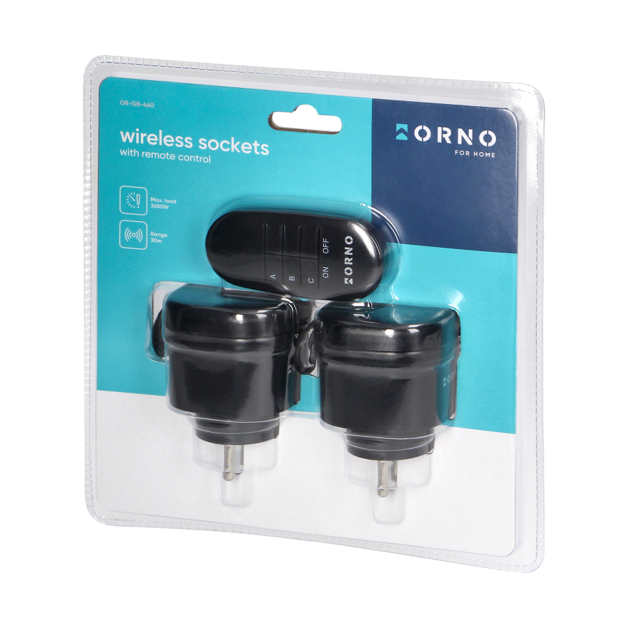 Set of wireless mini sockets with remote control 2+1, IP44
