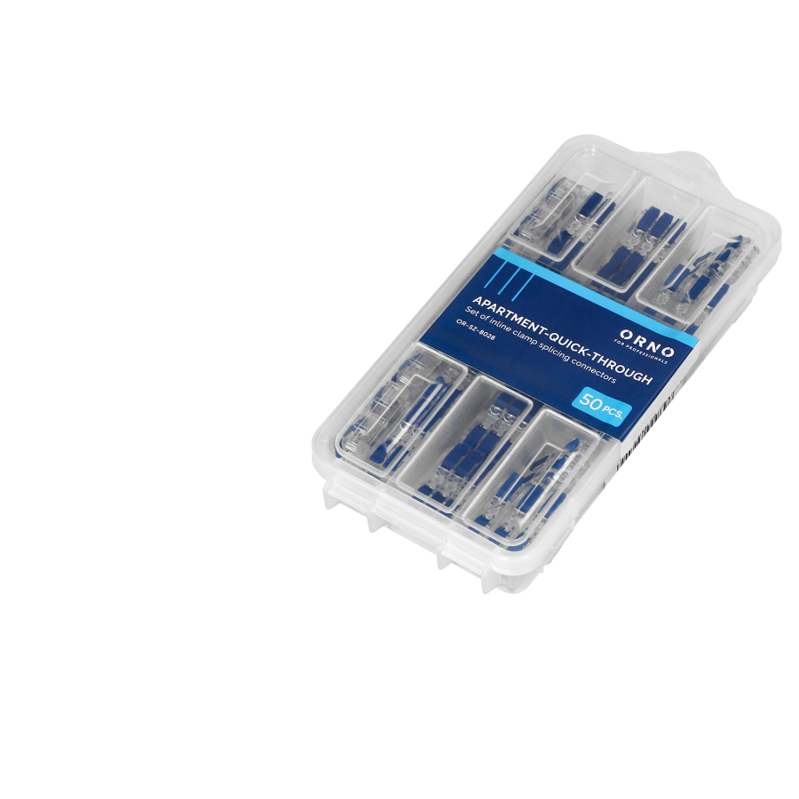 Set of inline clamp splicing connectors APARTMENT-QUICK-THROUGH, 50 pcs. 24x1-wire, 16x2-wire, 10x3-wire 