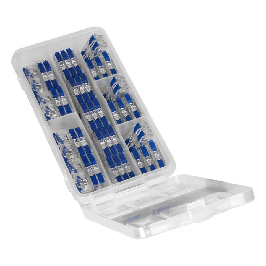 Set of inline clamp splicing connectors APARTMENT-QUICK-THROUGH, 50 pcs. 24x1-wire, 16x2-wire, 10x3-wire 