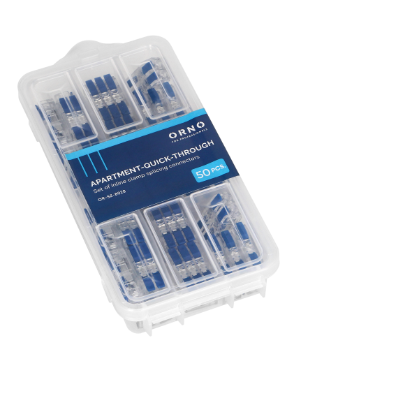 Set of inline clamp splicing connectors APARTMENT-QUICK-THROUGH, 50 pcs. 24x1-wire, 16x2-wire, 10x3-wire 