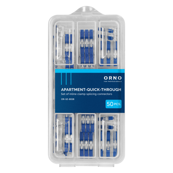 Set of inline clamp splicing connectors APARTMENT-QUICK-THROUGH, 50 pcs. 24x1-wire, 16x2-wire, 10x3-wire 