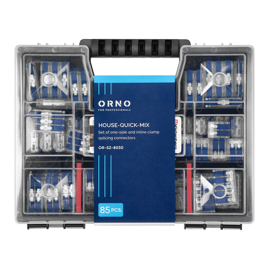 Set of one-side and inline clamp splicing connectors HOUSE-QUICK-MIX, 85 pcs.