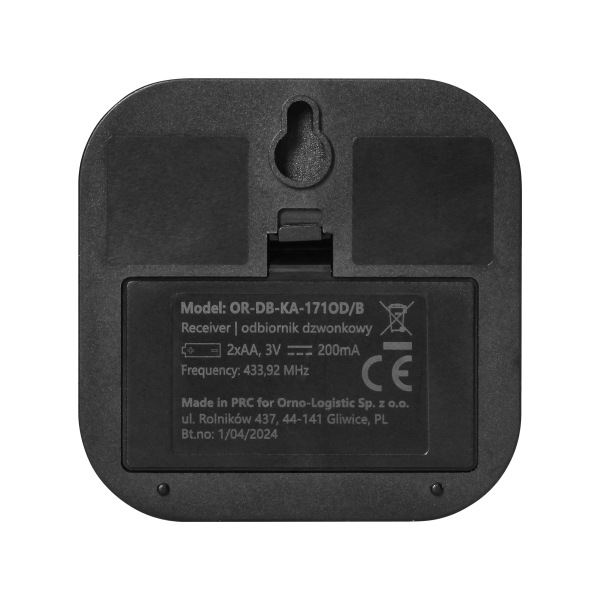 ATEL DC, wireless battery-powered doorbell, learning system, 38 sounds, 150m, black