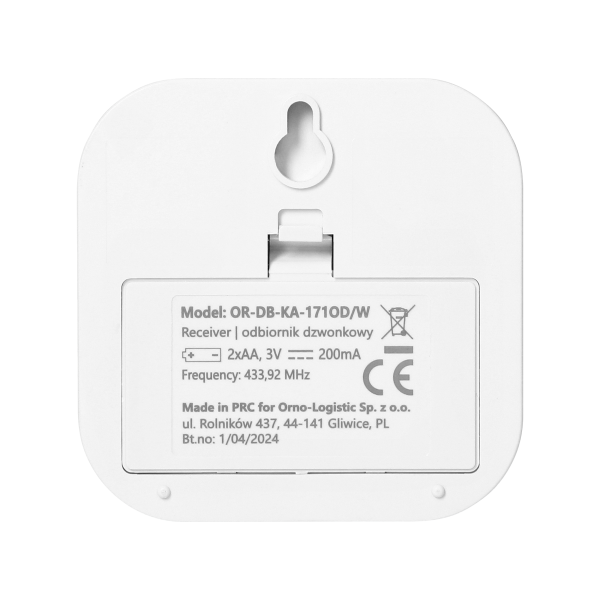 ATEL DC, wireless battery-powered doorbell, learning system, 38 sounds, 150m, white