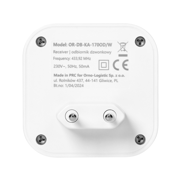 ATEL AC, wireless mains-powered doorbell, learning system, 38 sounds, 150m, white