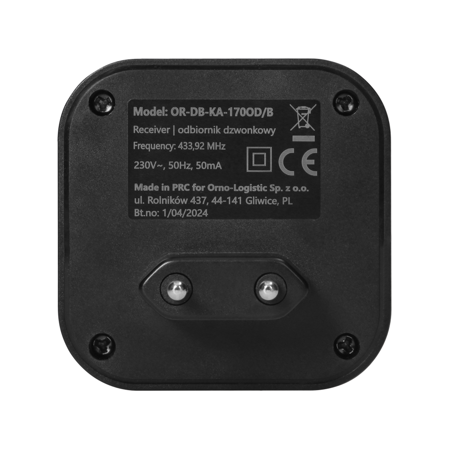 ATEL AC, wireless mains-powered doorbell, learning system, 38 sounds, 150m, black