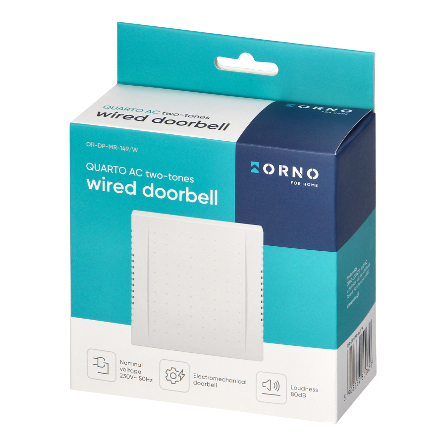 Dzwonek elektromechaniczny dwutonowy QUARTO AC, 230V, biały