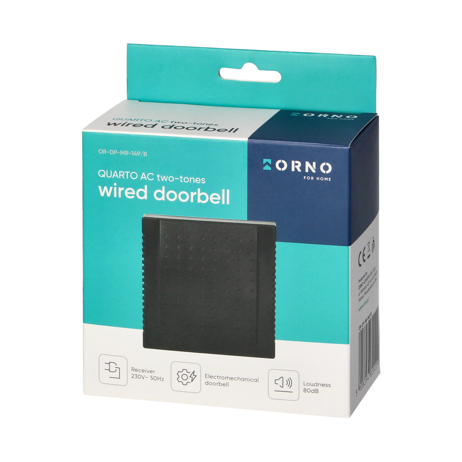 QUARTO Mini AC two-tones doorbell with wire, 230V, black