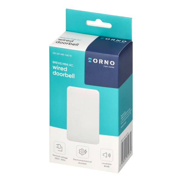 BREVIS Mini AC two-tones doorbell with wire, 230V, white BREVIS Mini AC two-tones doorbell with wire, 230V, white