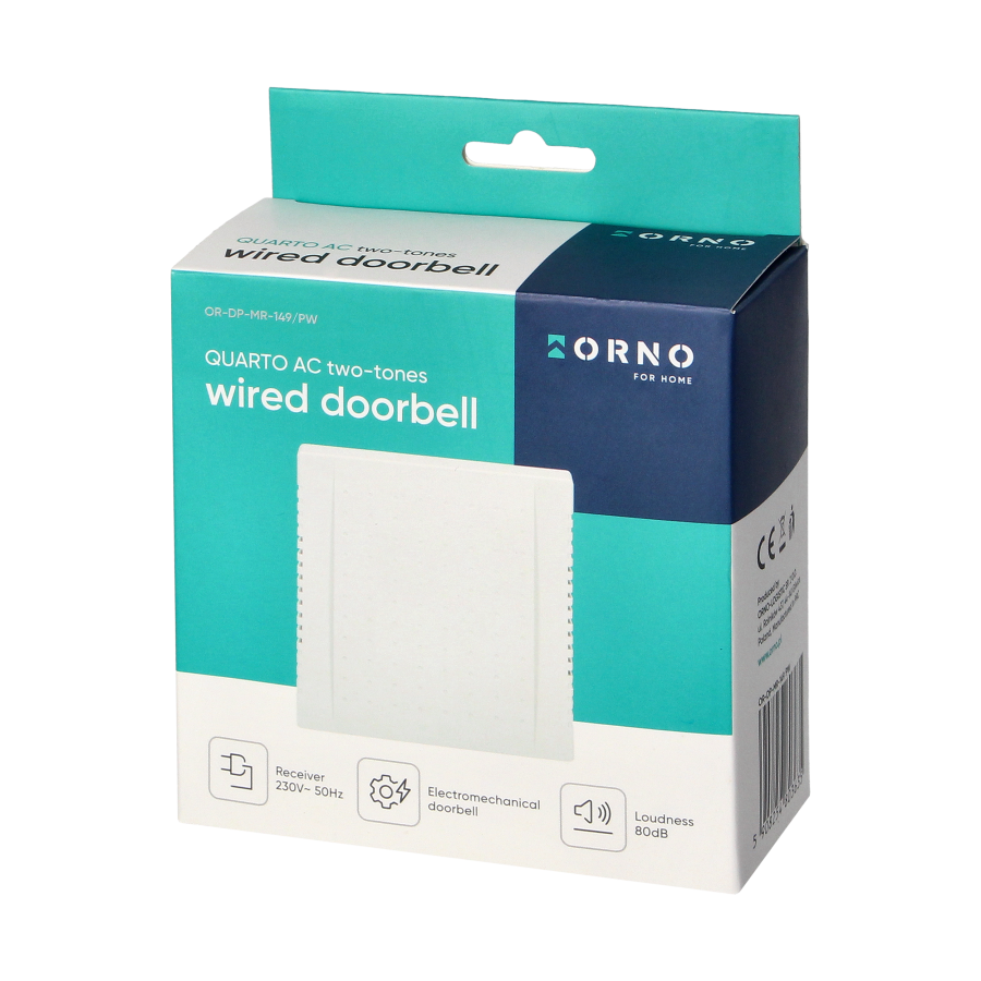 QUARTO AC electromechanical, two-tone doorbell, 230V, pure white