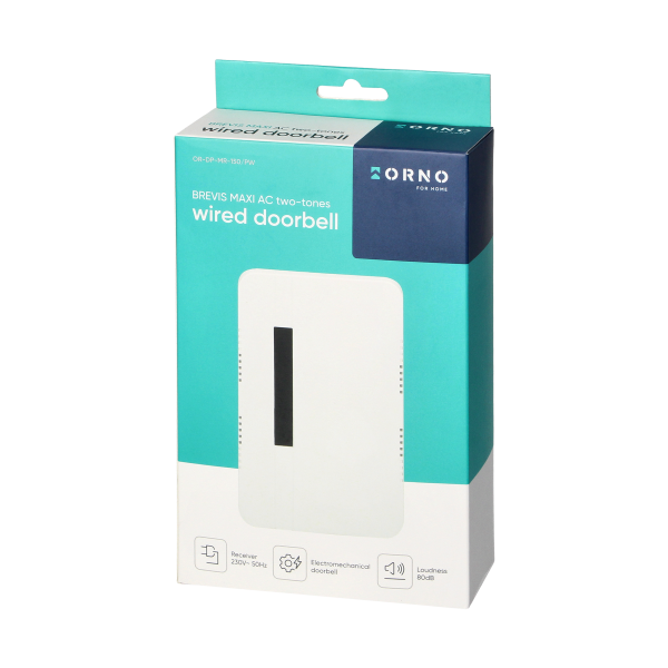 BREVIS MAXI AC electromechanical, two-tone doorbell, 230V, pure white