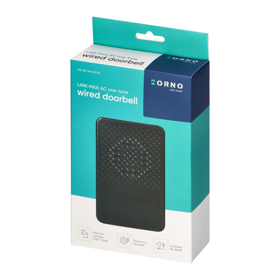 Electronic, wired doorbell LARK MAXI AC, one tone, 230V, black