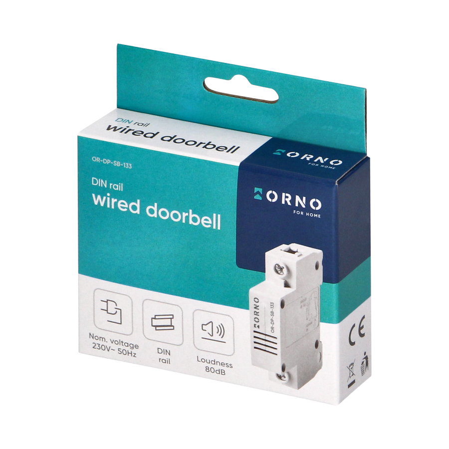 Wired doorbell for DIN rail, single-track