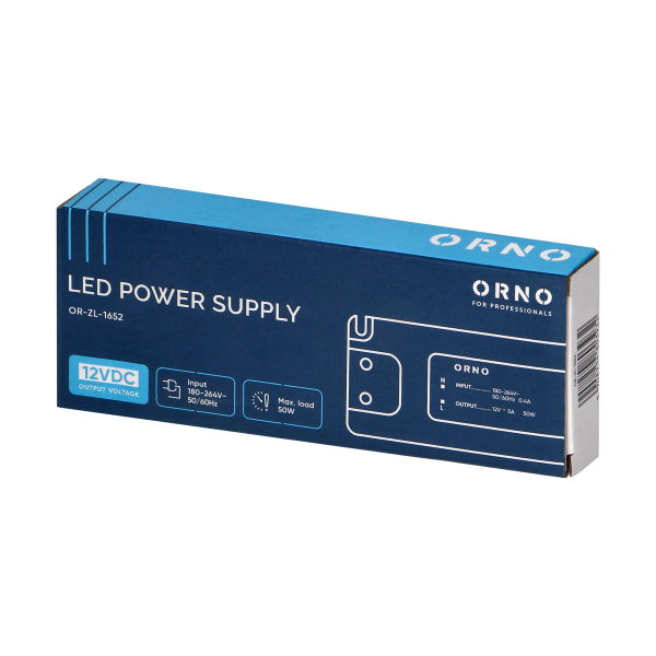 Flat power adaptor for LED, 12VDC 50W, IP20, height: 18mm