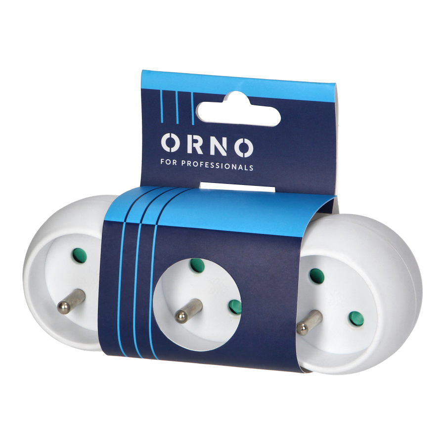 Rounded socket splitter 3x2P+E with central plug, white