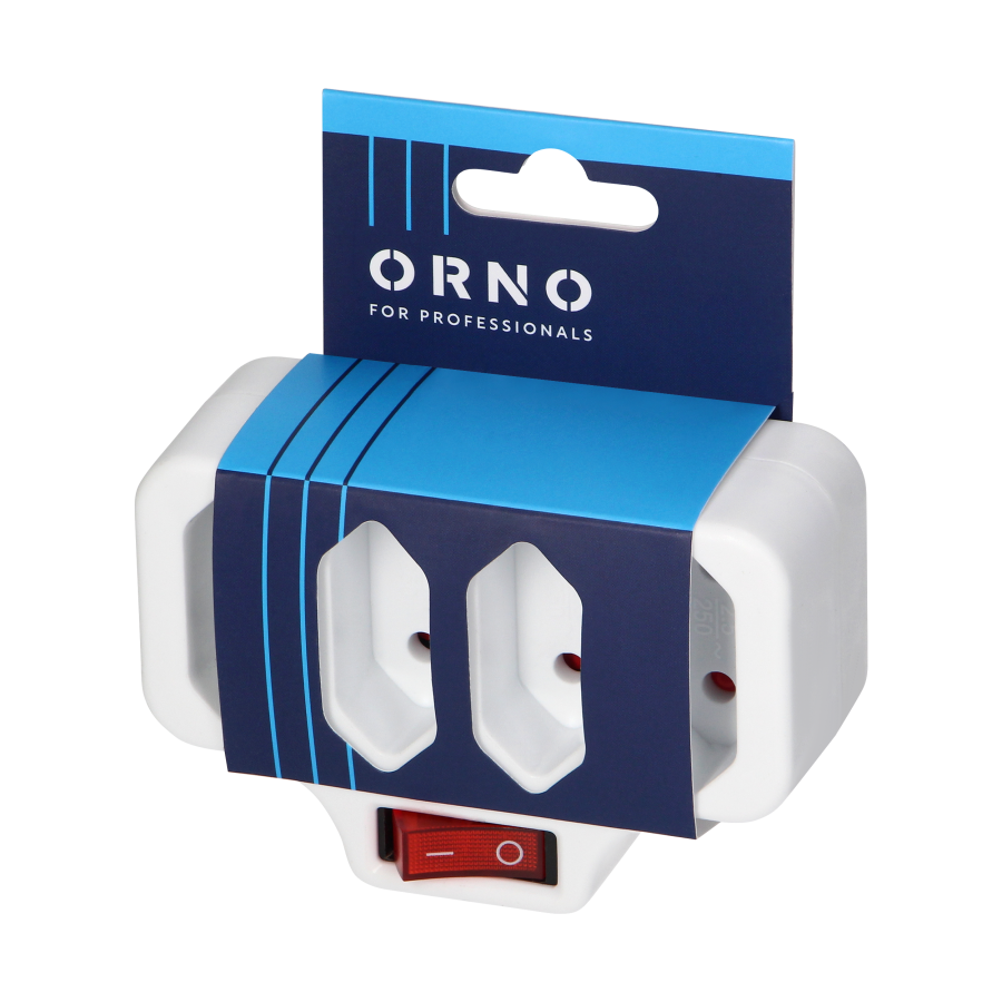 4x2P socket splitter with switch, white