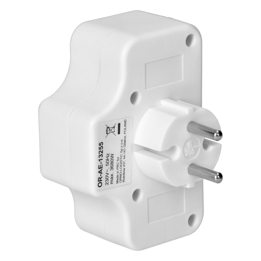 4x2P socket splitter with switch, white