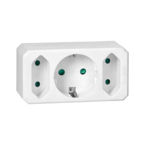 Rozgałęźnik 2x2P + 1x2P+Z (Schuko), biały