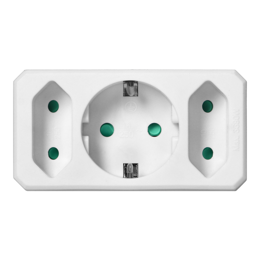 Rozgałęźnik 2x2P + 1x2P+Z (Schuko), biały