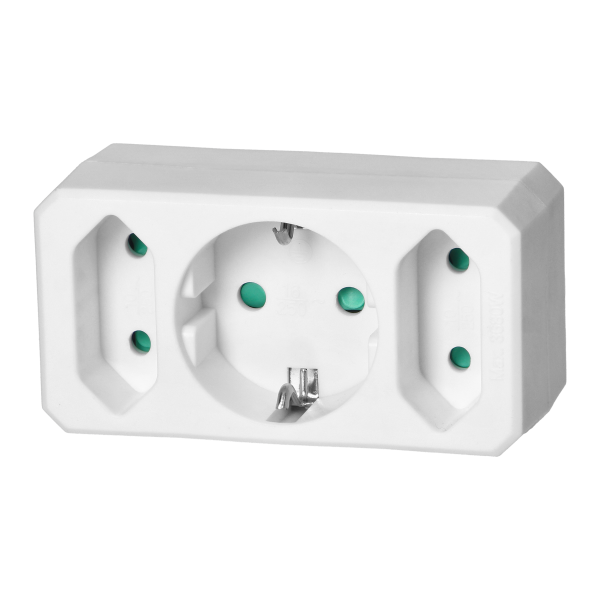 Rozgałęźnik 2x2P + 1x2P+Z (Schuko), biały