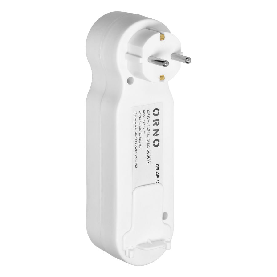 Socket splitter 3x2P+E (Schuko) with central switch and a plug on top, white