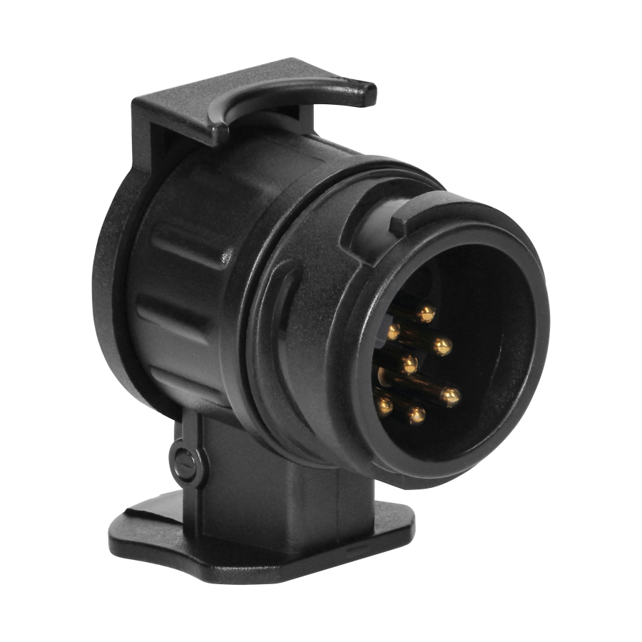 13-pin to 7-pin trailer socket adapter, plastic, 12/24V