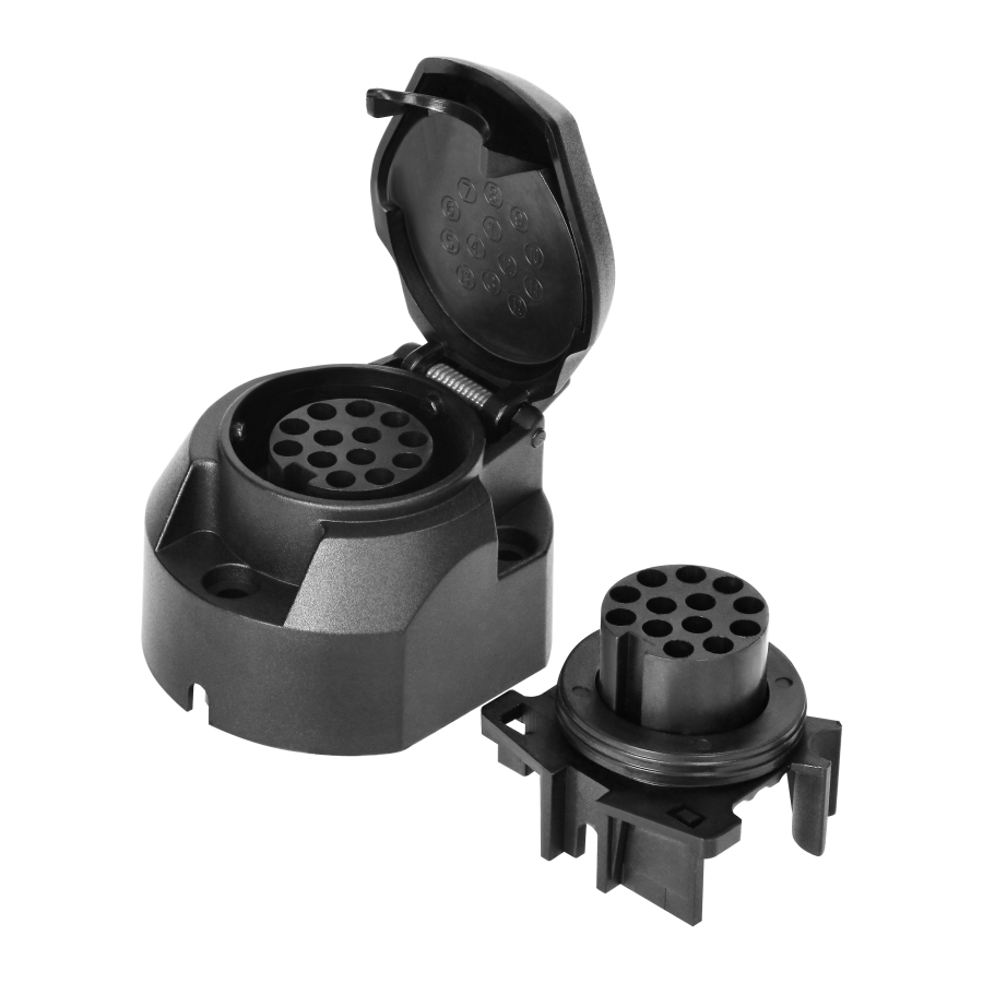 13-pin tailersocket plastic, 12/24V