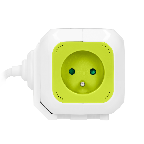 Przedłużacz 4-krotny z ładowarką 2xUSB 1,4m limonkowy