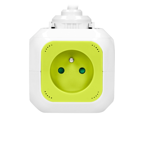 Przedłużacz 4-krotny z ładowarką 2xUSB 1,4m limonkowy