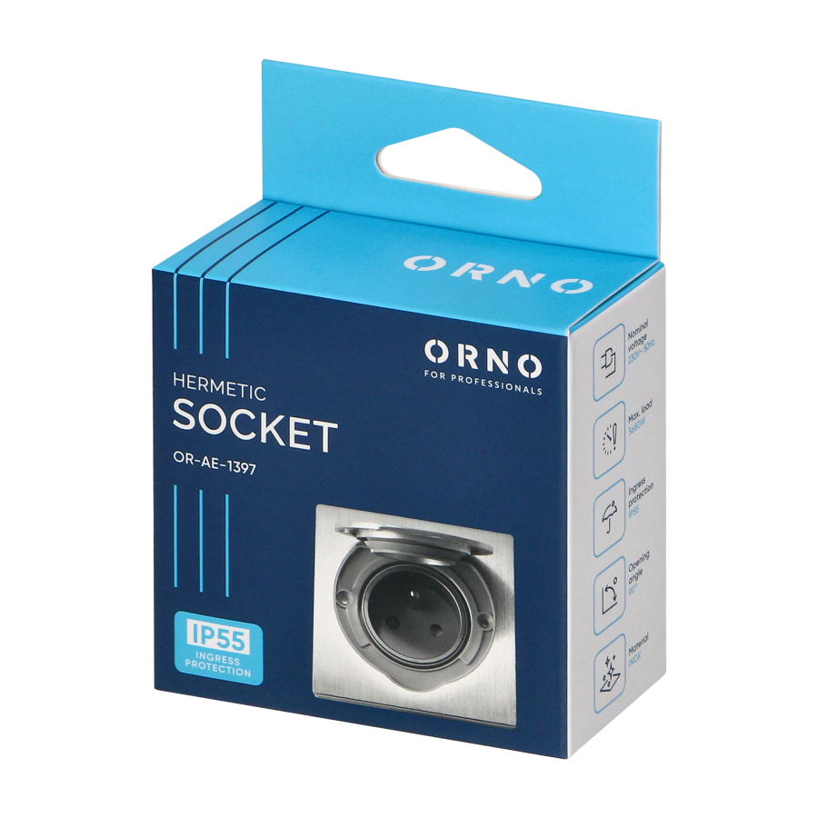 Hermetic electrical socket, IP55