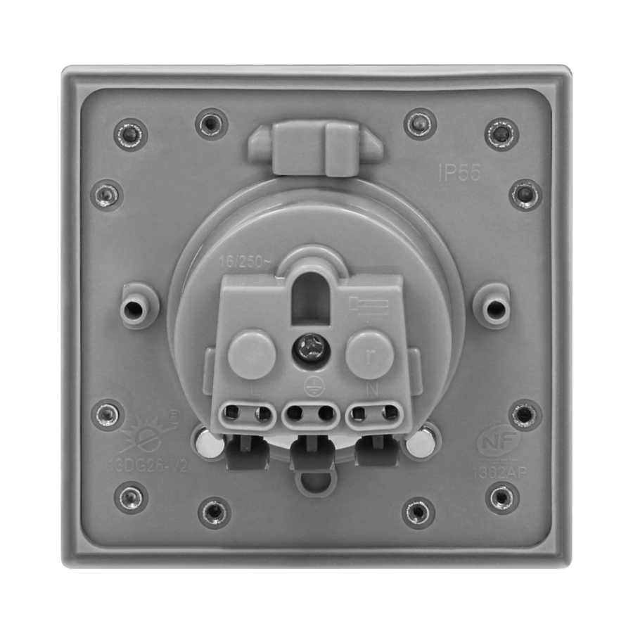 Hermetic electrical socket, IP55