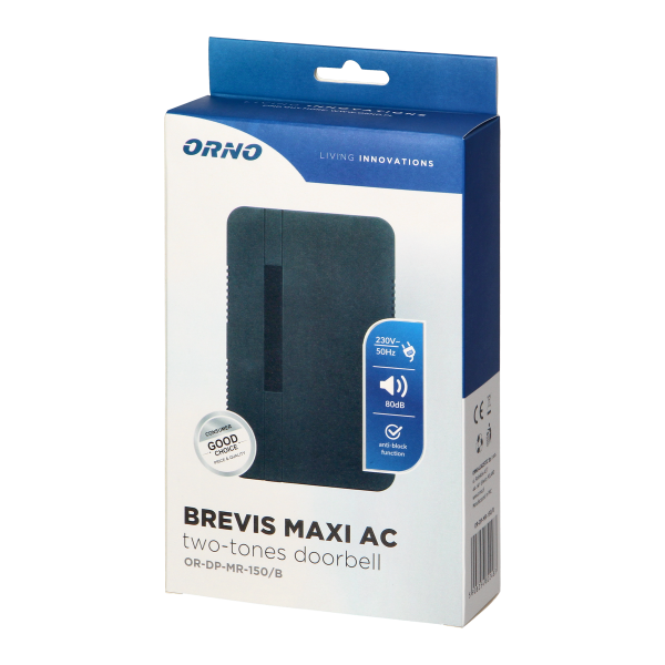 BREVIS MAXI AC electromechanical, two-tone doorbell, 230V, black BREVIS MAXI AC electromechanical, two-tone doorbell, 230V, black