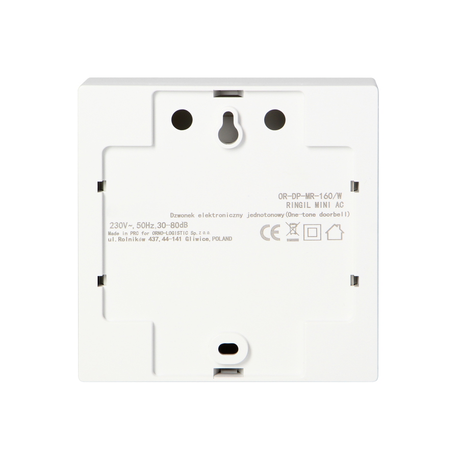 Dzwonek przewodowy elektroniczny jednotonowy RINGIL MINI AC, 230V, biały