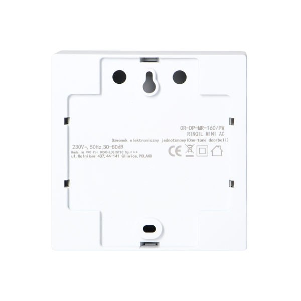 Electronic, wired doorbell RINGIL MINI AC, one tone, 230V, pure white