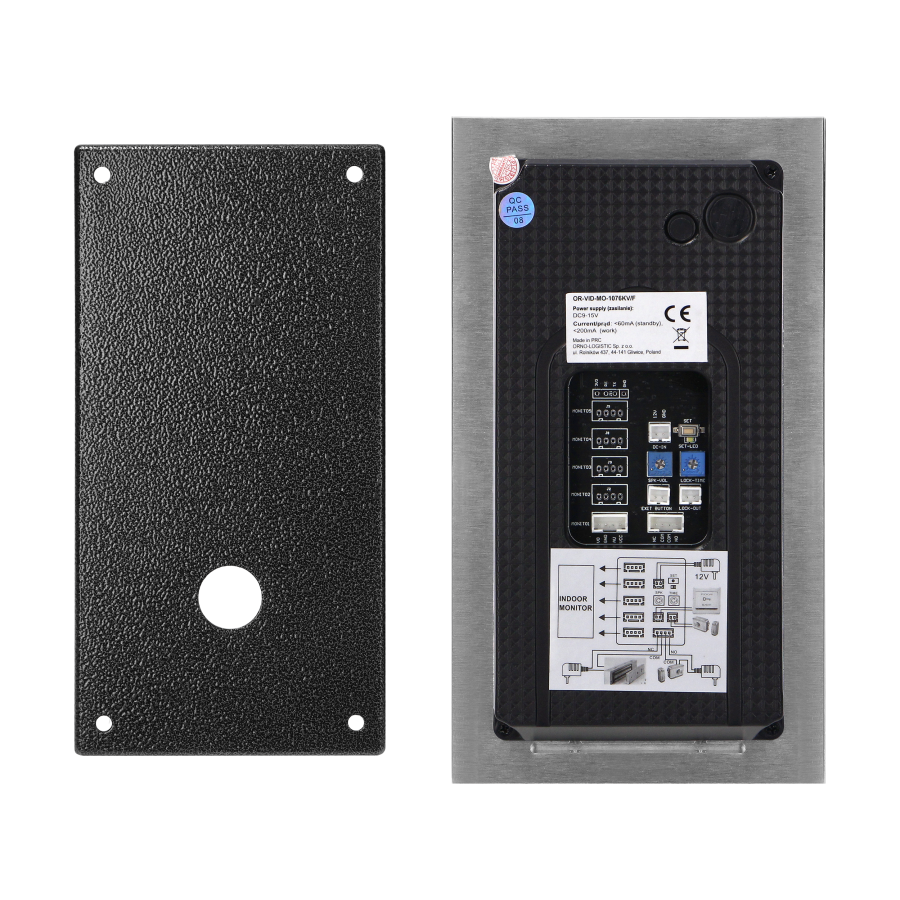 GUARDO external panel with a Full HD 1080p camera, for the expansion of master set, single-family, with a fingerprint reader, code lock and 125kHz card/proximity keytag reader, flush-mounted