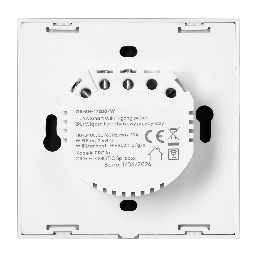 Tuya Smart Wi-Fi flush-mounted 1-gang switch, white